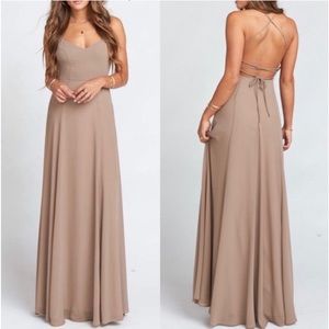 Show Me Your Mumu Godshaw Goddess Gown Dune chiffon Bridesmaid size XS